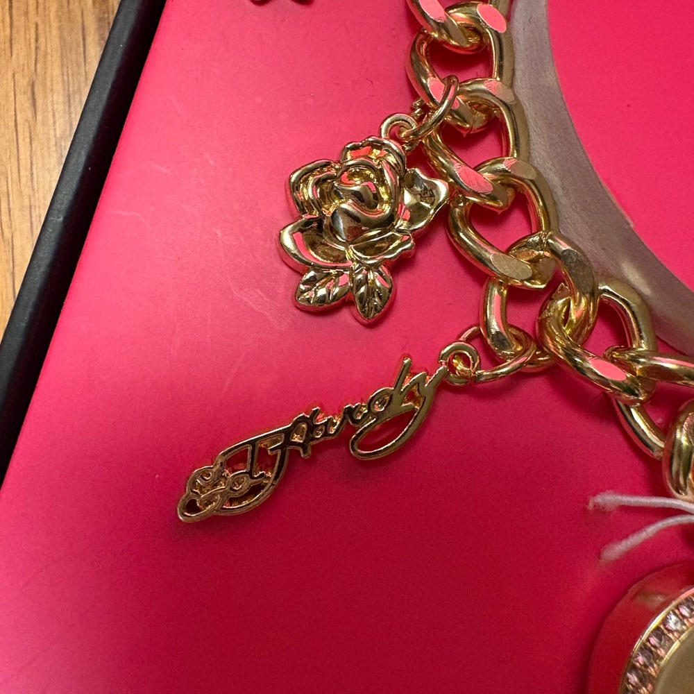 Ed Hardy Gold Charm Bracelet Watch - Picture 4 of 11